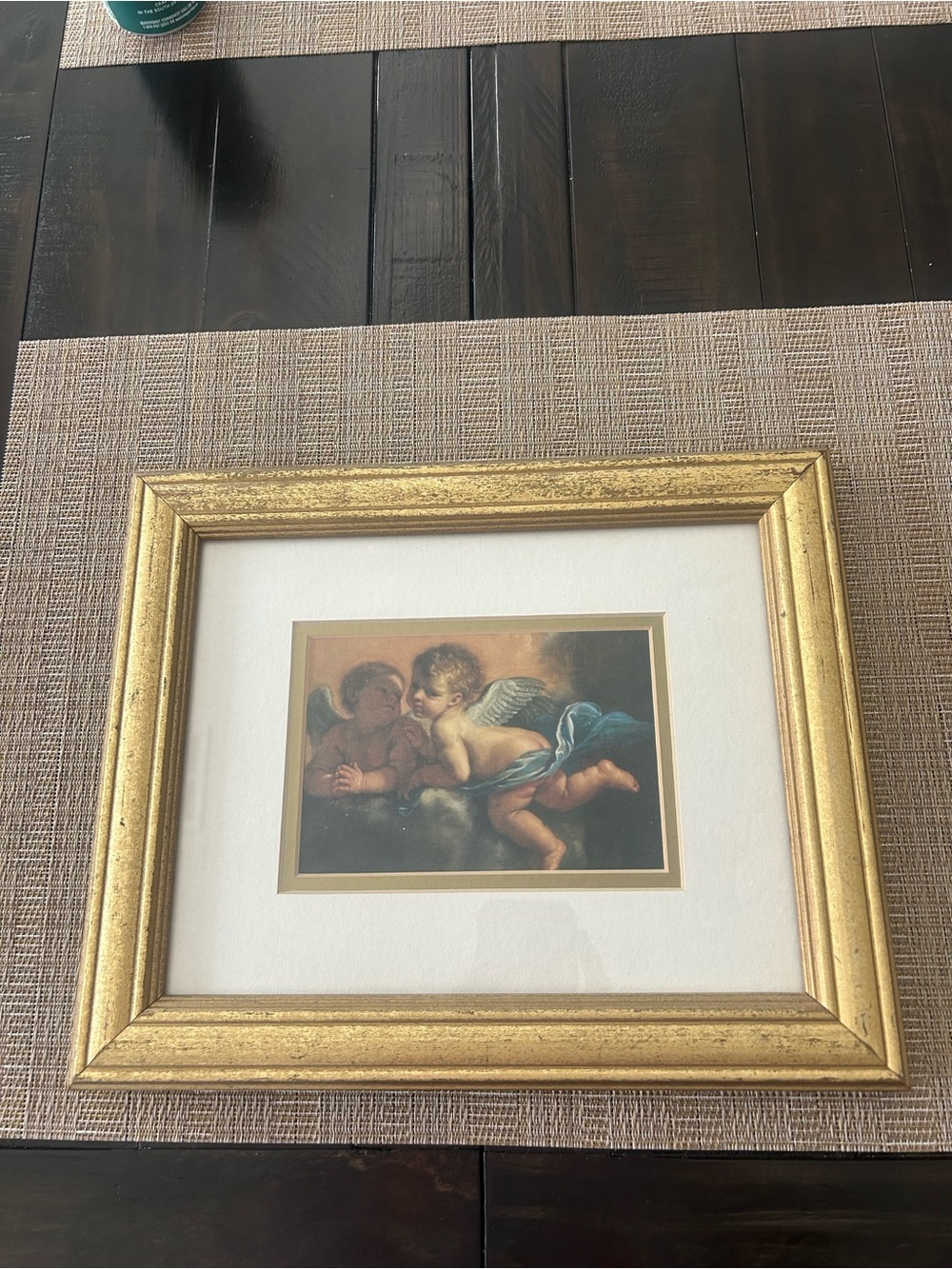 Gold Framed Cherub Art Print with White Mat